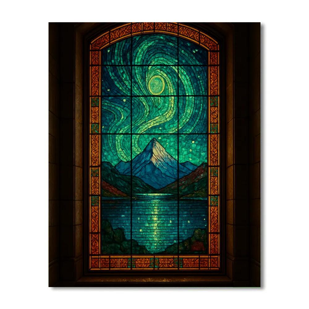 Stained Glass Aurora Vista paint by numbers