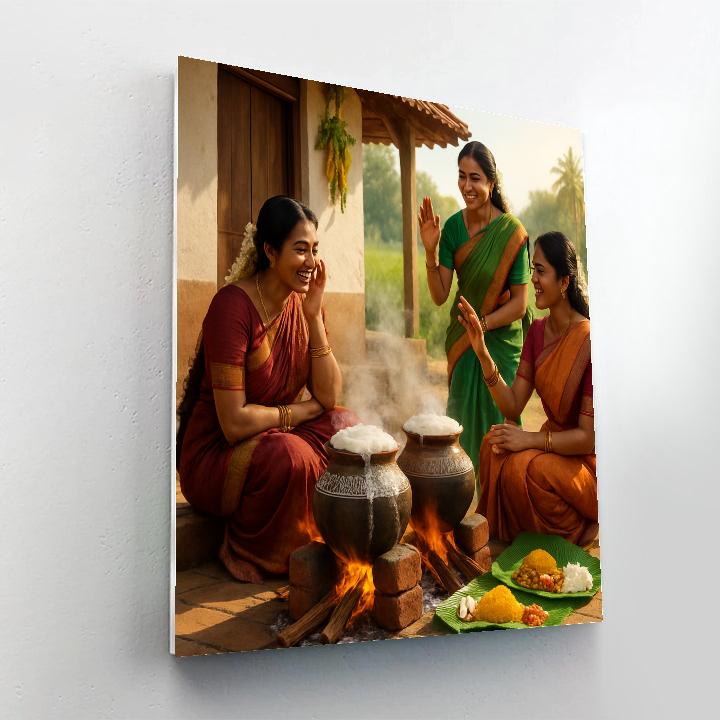 Pongal Harvest Celebration DIY paint by numbers