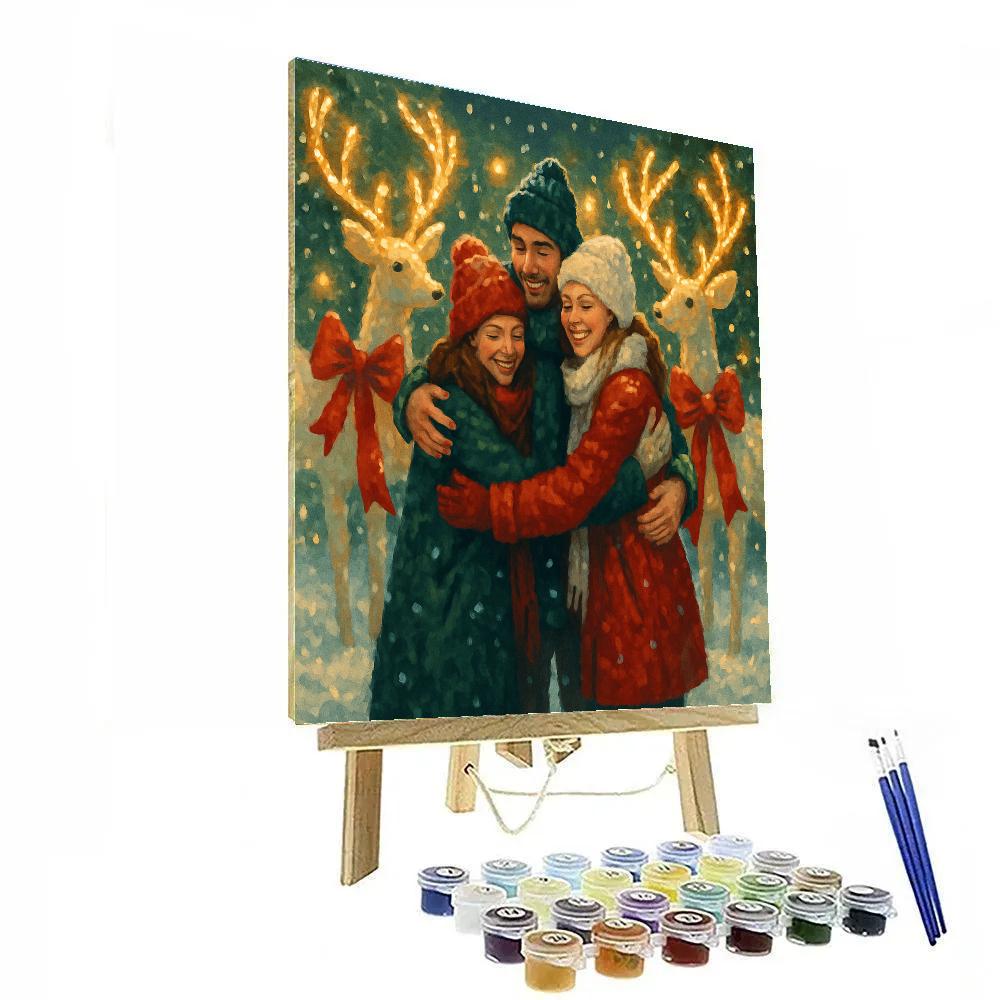 Ribboned Reindeer Rendezvous Painting by numbers kit