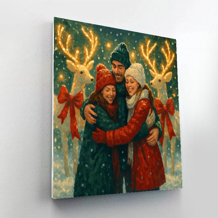 Ribboned Reindeer Rendezvous Painting by numbers kit