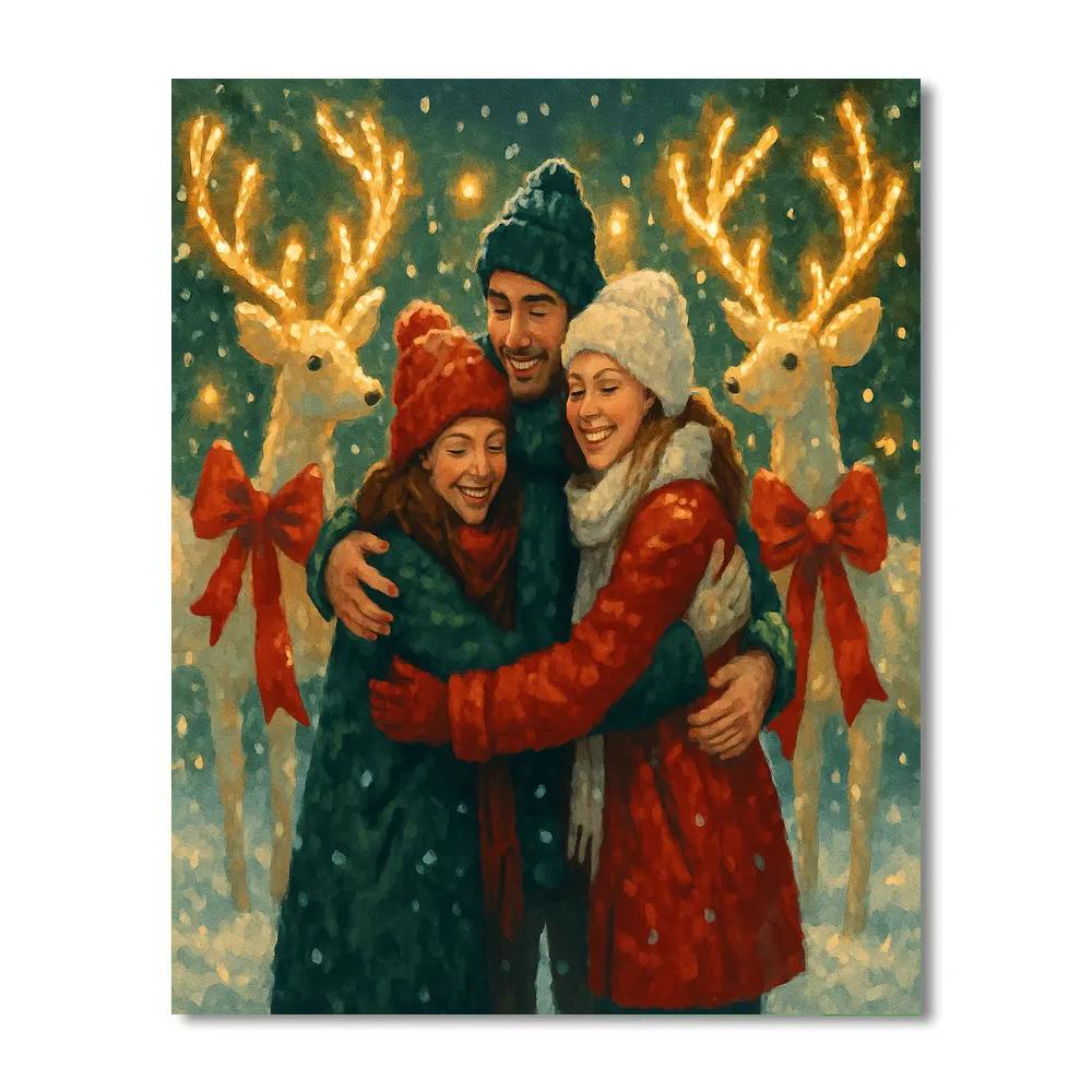 Ribboned Reindeer Rendezvous Painting by numbers kit