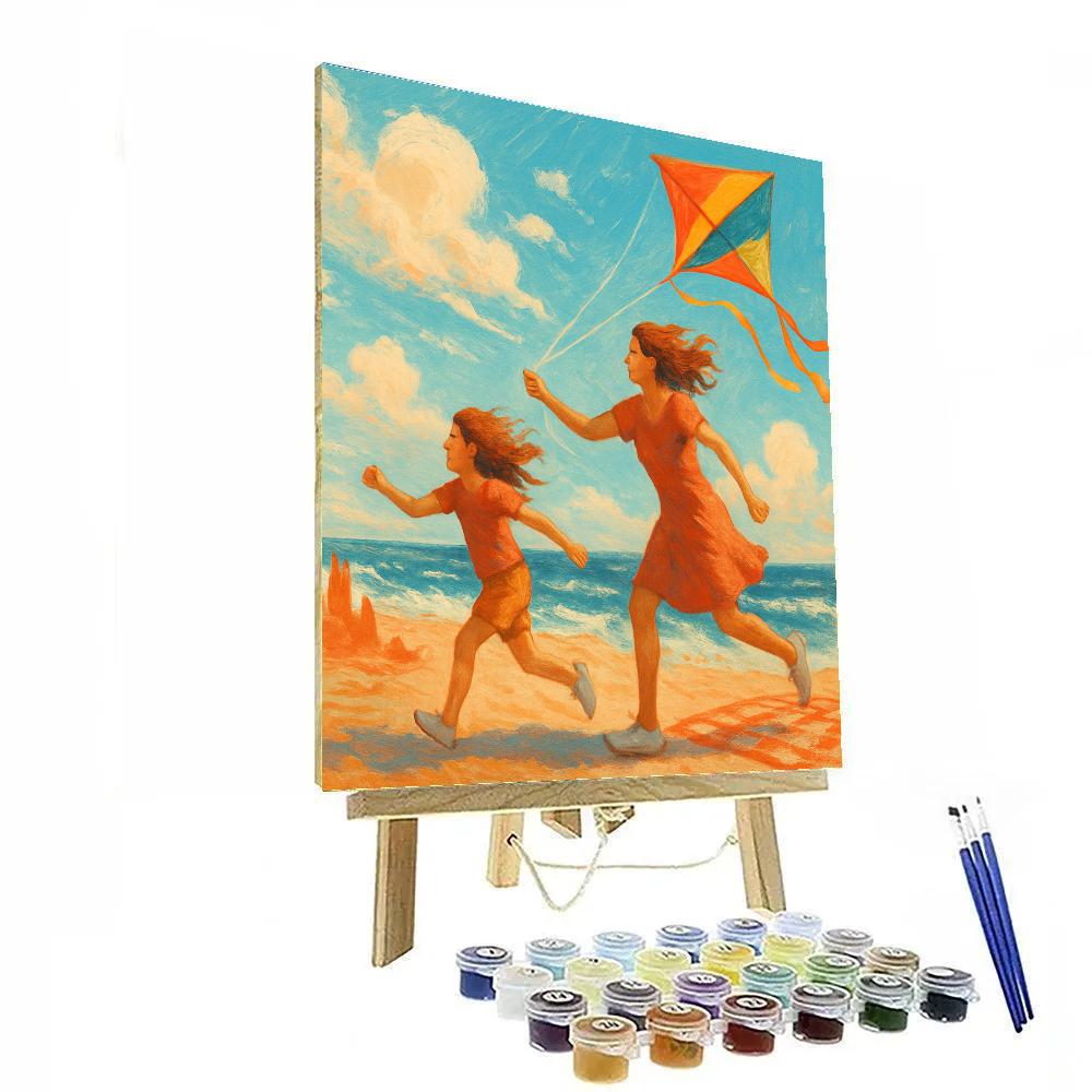 Seaside Kite Fly With Mom Number painting