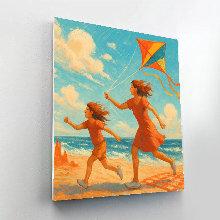 Seaside Kite Fly With Mom Number painting