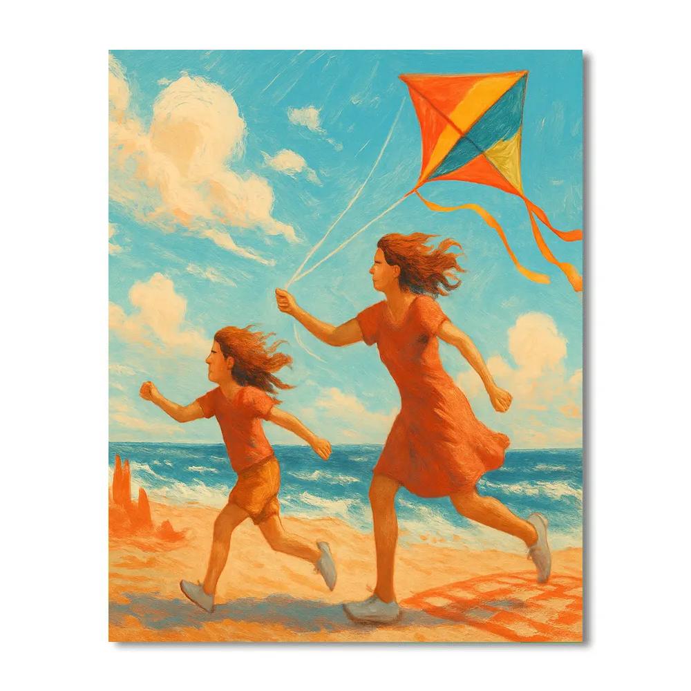 Seaside Kite Fly With Mom Number painting