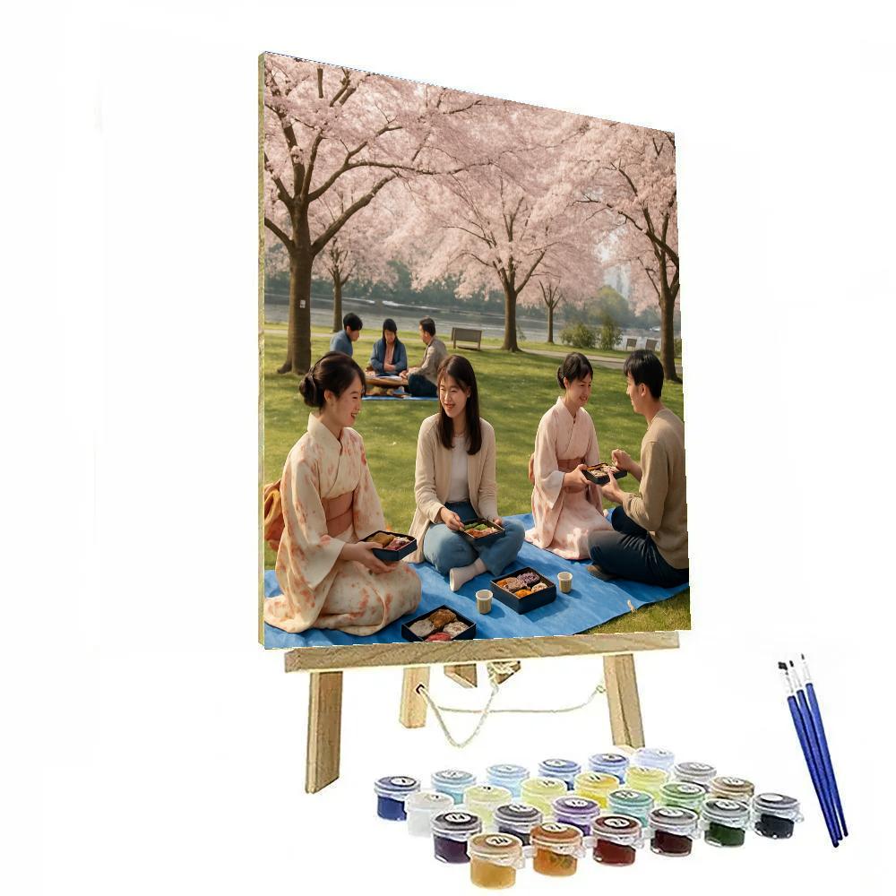 Hanami Cherry Blossom Viewing paint by numbers