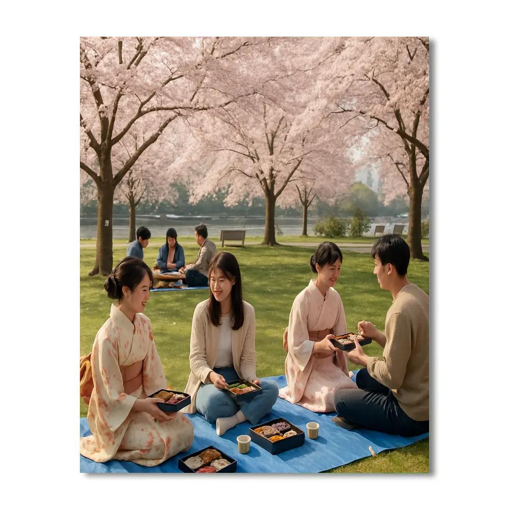 Hanami Cherry Blossom Viewing paint by numbers