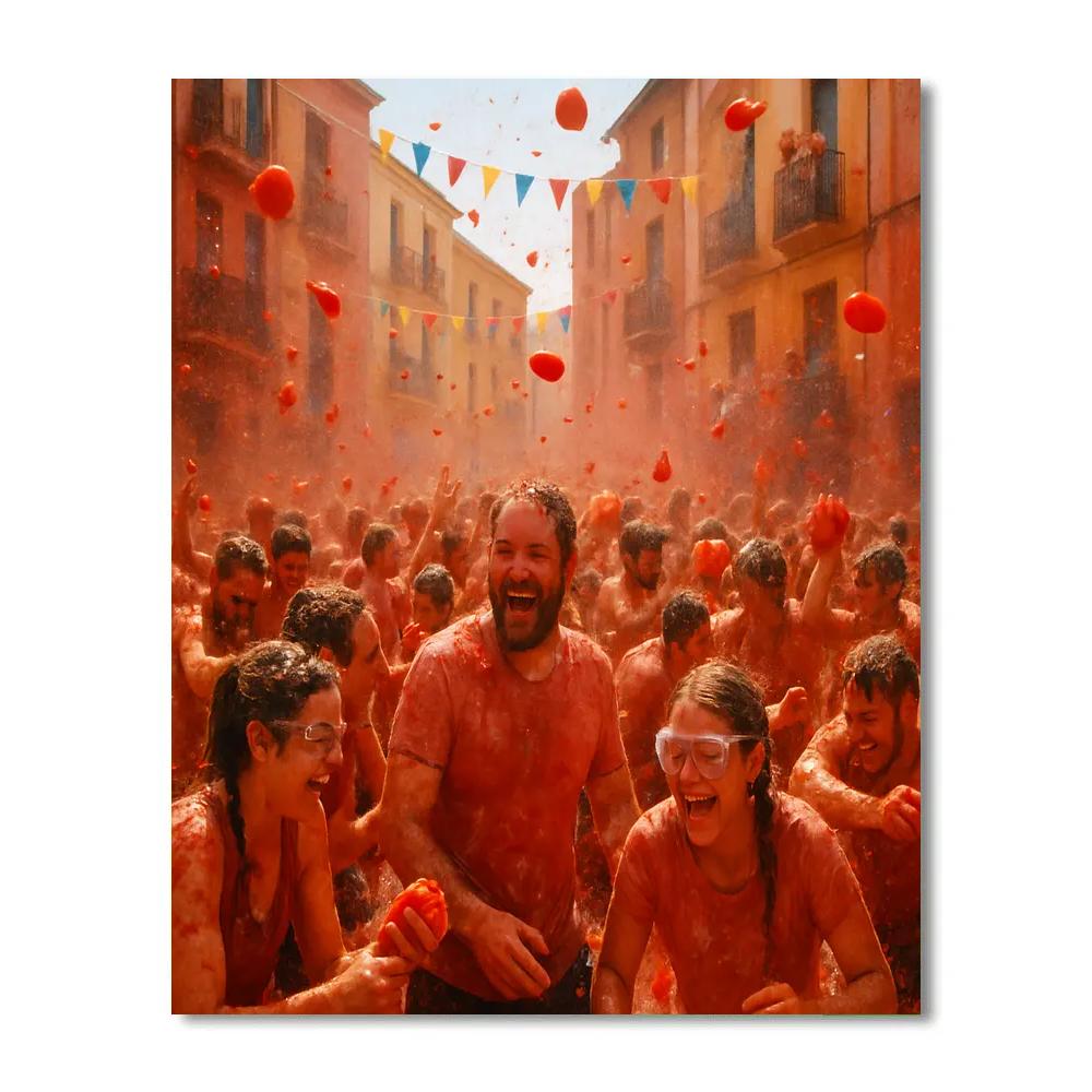 La Tomatina Festival Smash painting number kit
