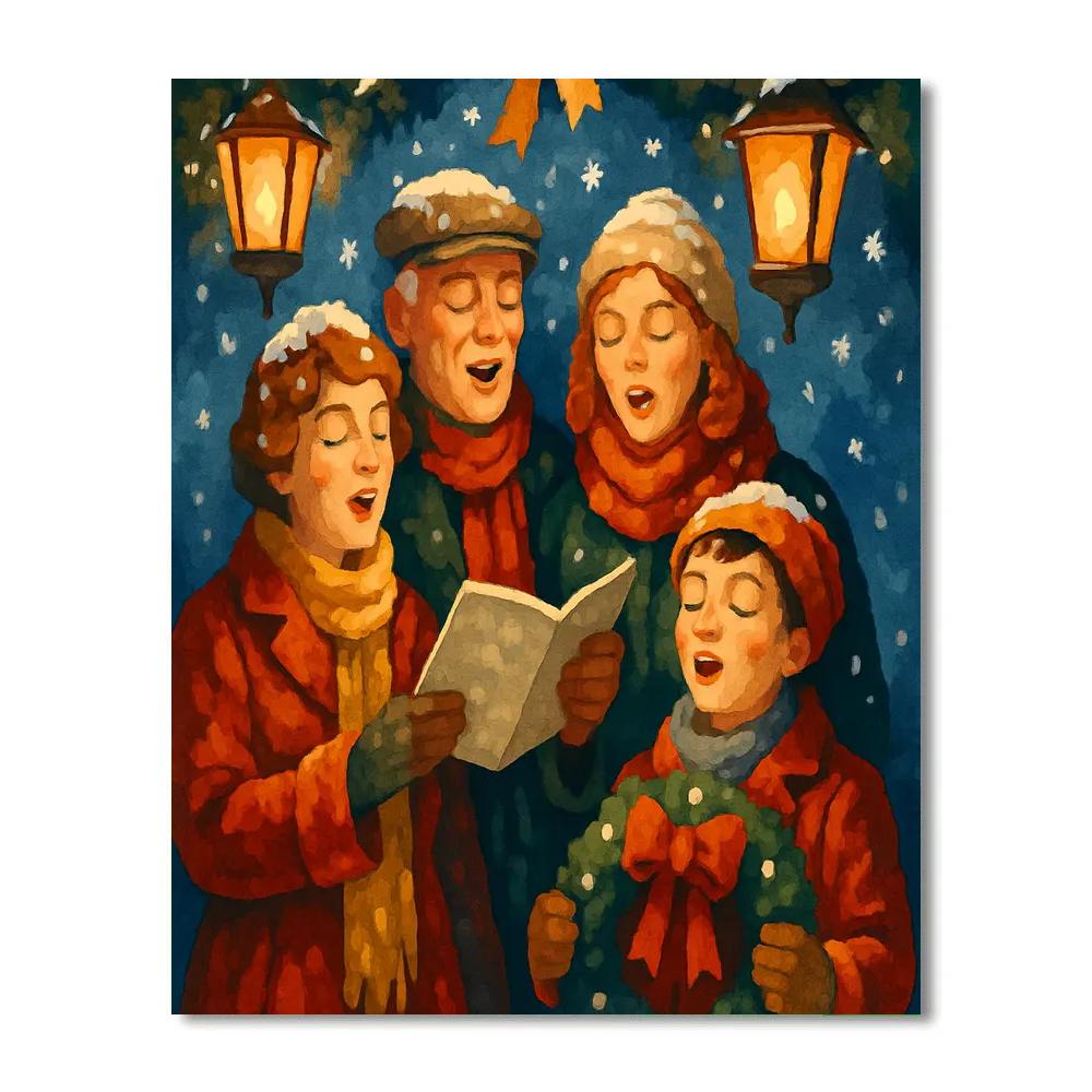 Snow-Crowned Carolers Paint by numbers art