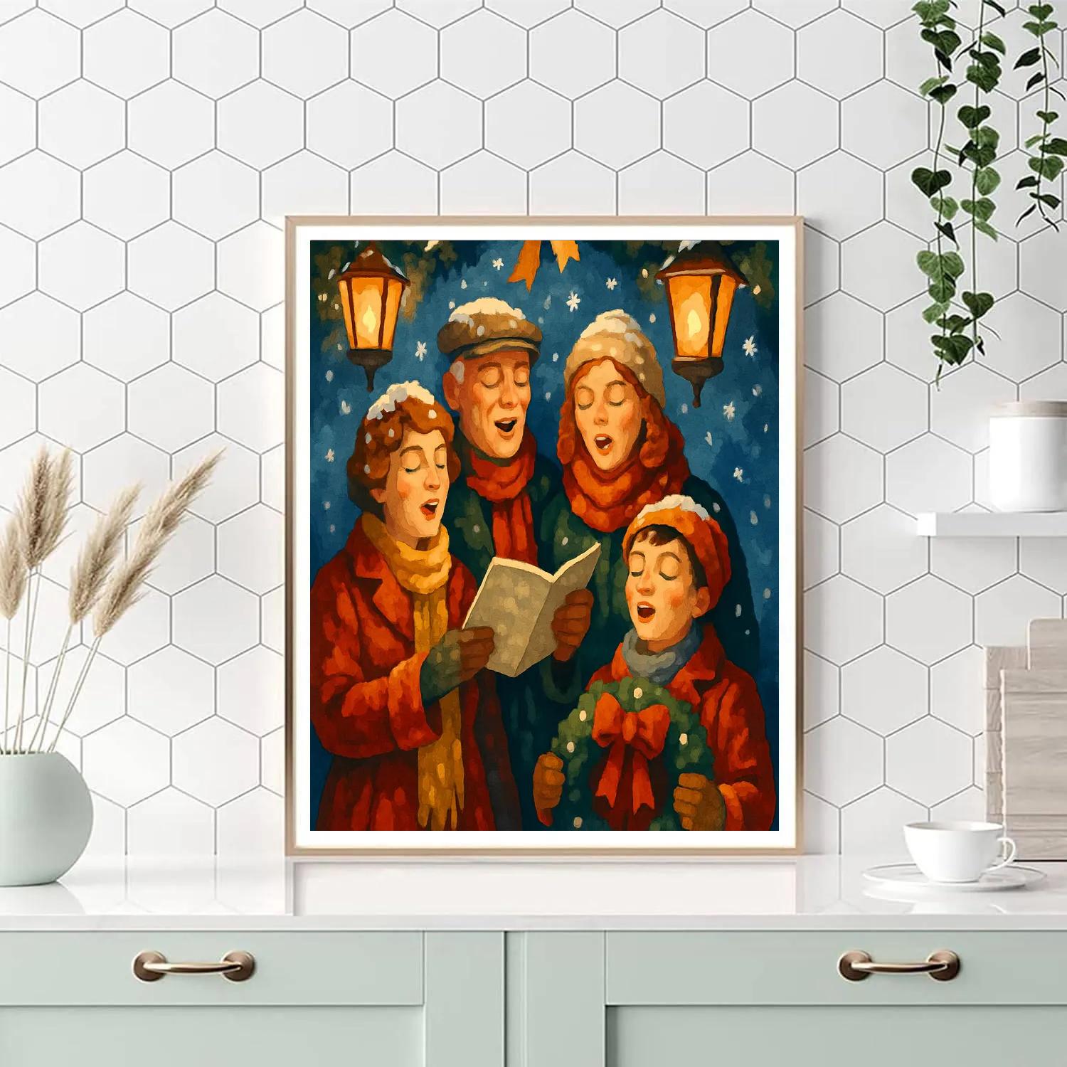 Snow-Crowned Carolers Paint by numbers art