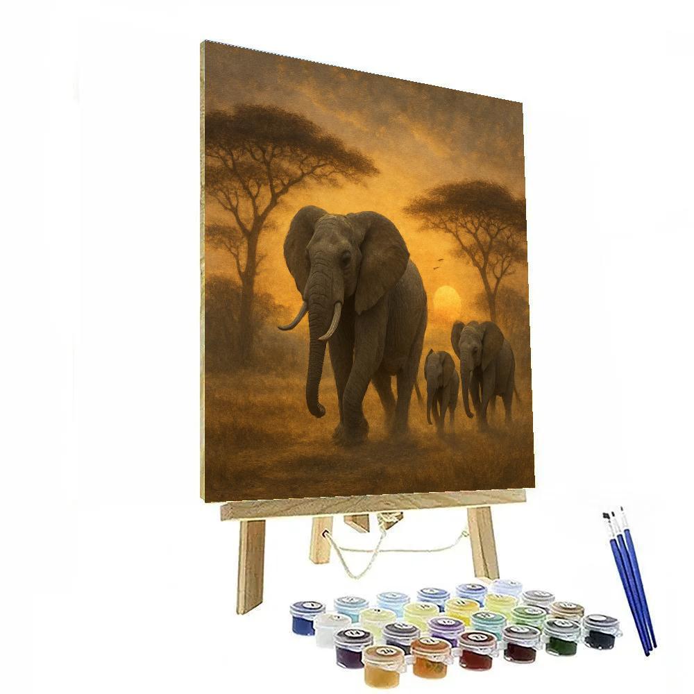 Elephant Savannah Memory Numbered painting kits