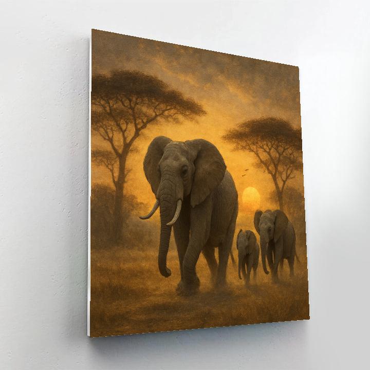 Elephant Savannah Memory Numbered painting kits
