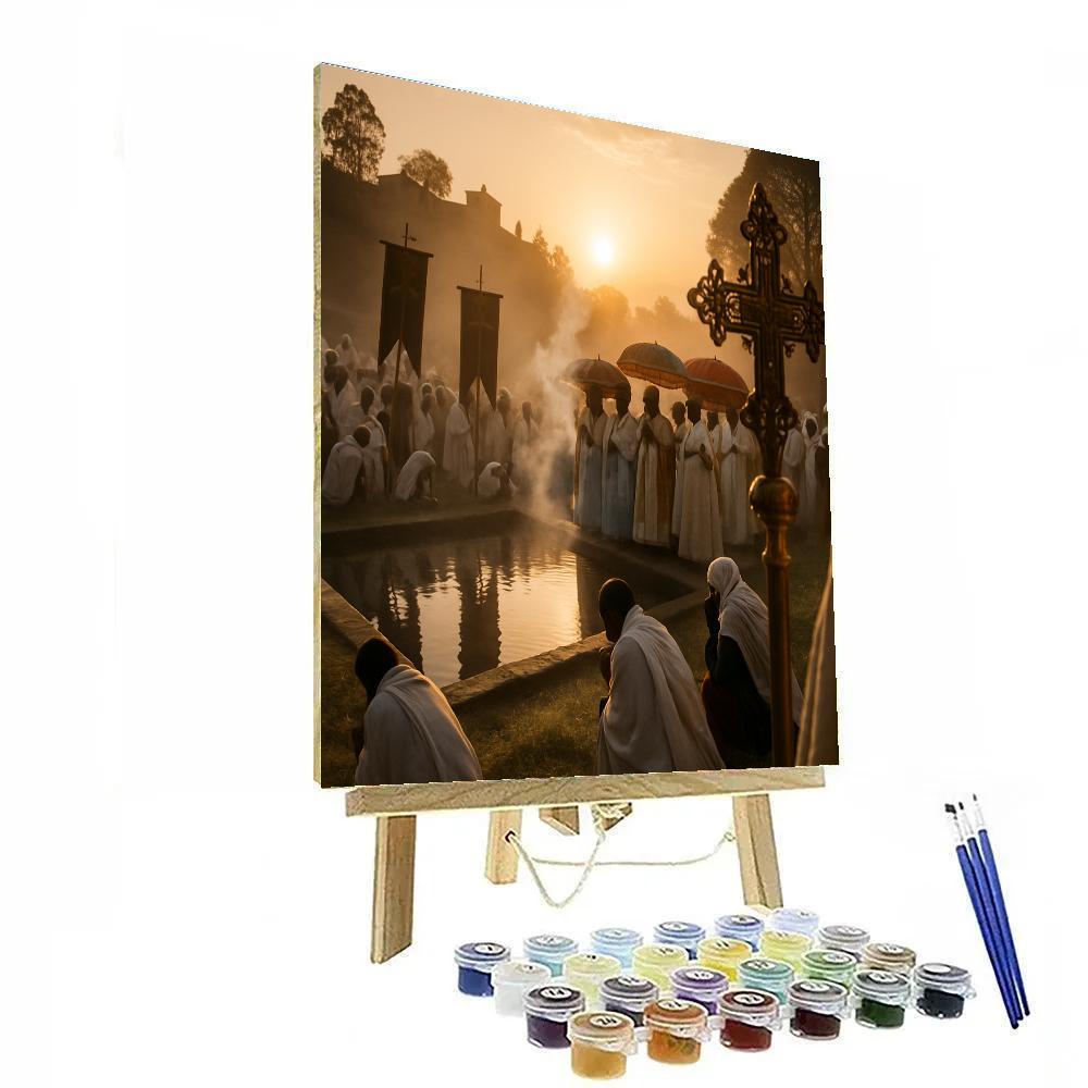 Timkat Festival Blessing At Dawn In Lalibela paint by color