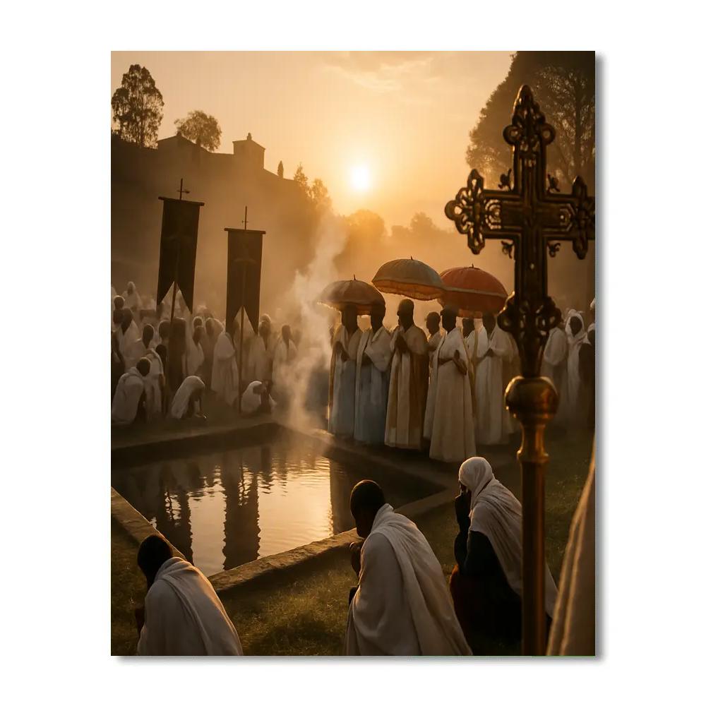 Timkat Festival Blessing At Dawn In Lalibela paint by color