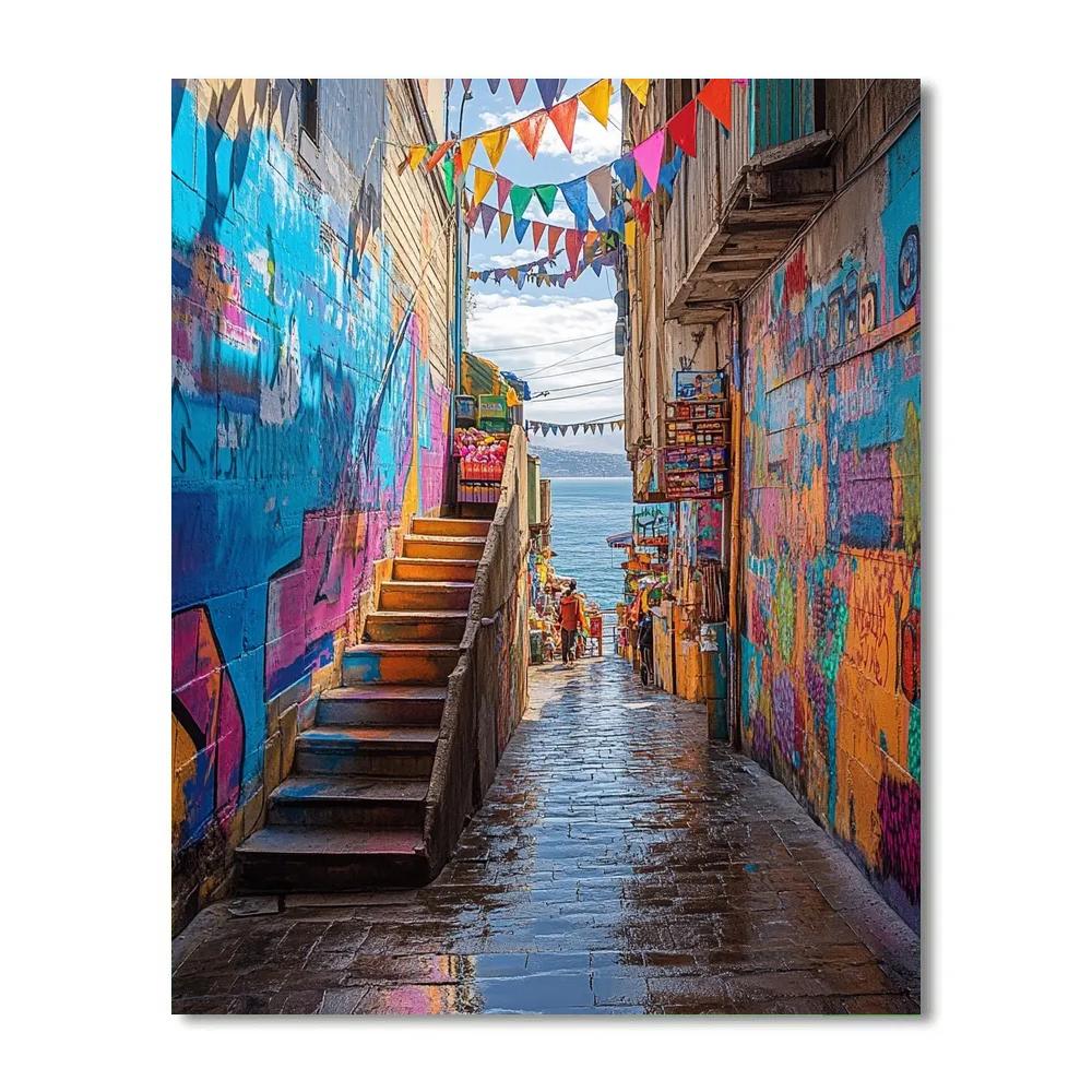 Street Art Steps Of Valparaiso Chile Paint by numbers art