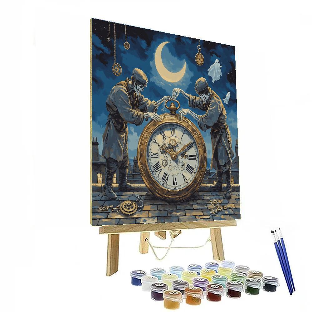 Clockmaker Skeletons Midnight Repair painting number kit
