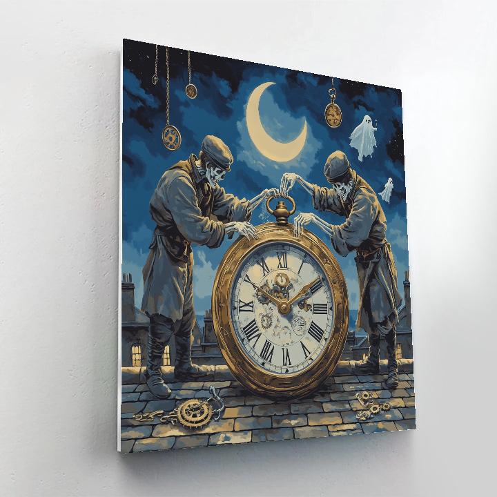 Clockmaker Skeletons Midnight Repair painting number kit