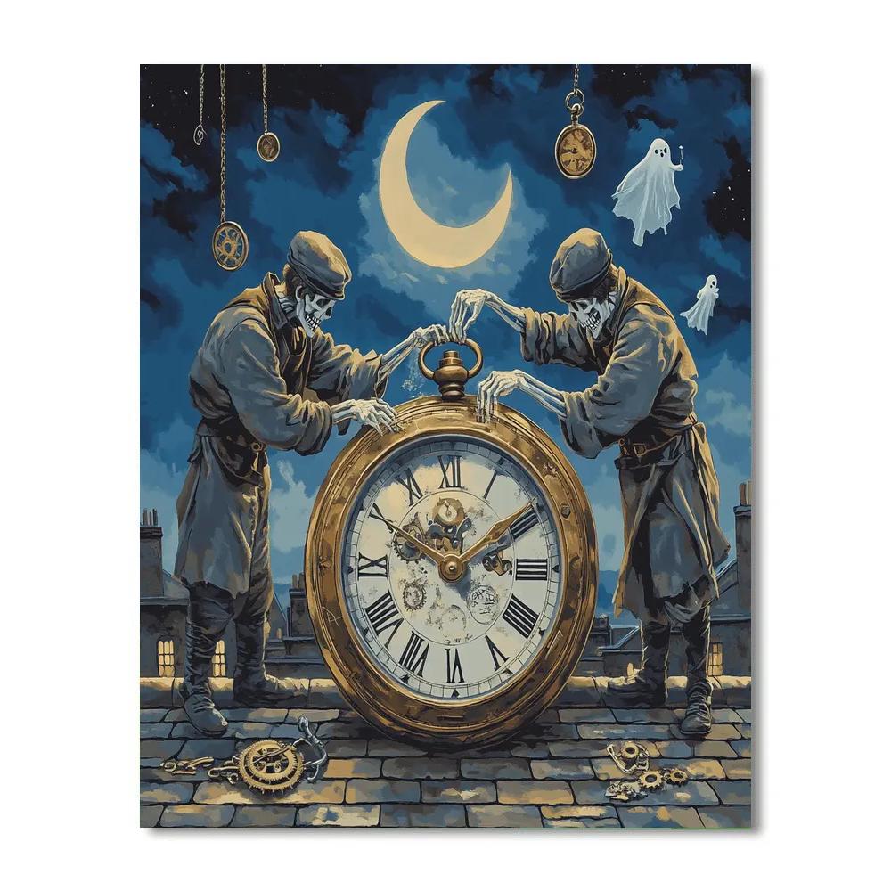 Clockmaker Skeletons Midnight Repair painting number kit