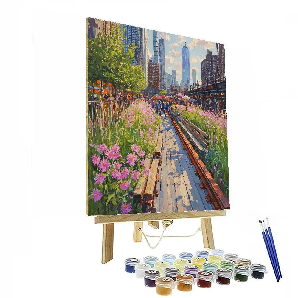 High Line Urban Garden And City View New York paint by number