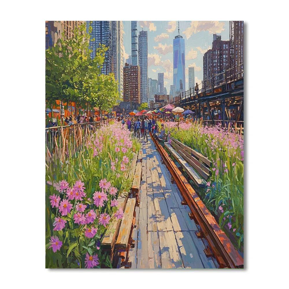 High Line Urban Garden And City View New York paint by number