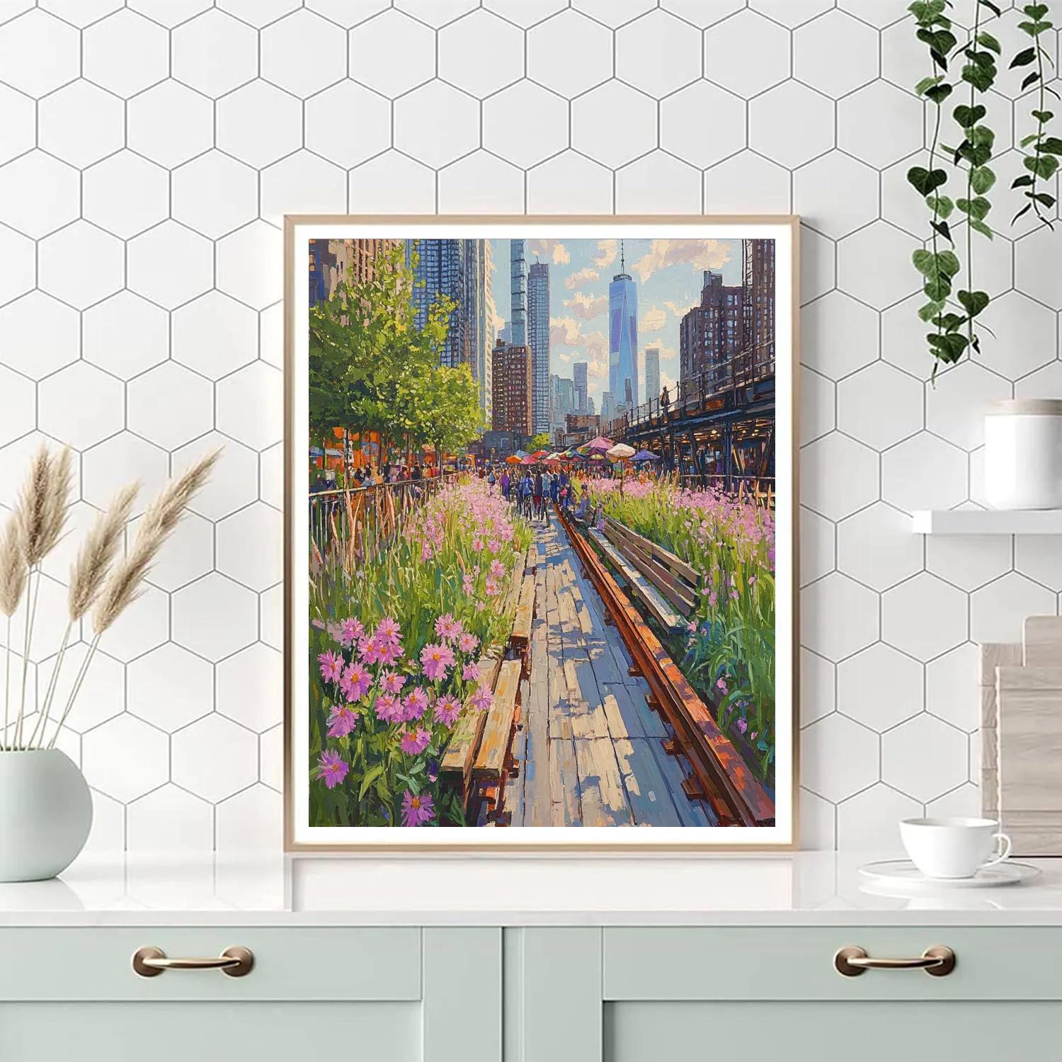 High Line Urban Garden And City View New York paint by number