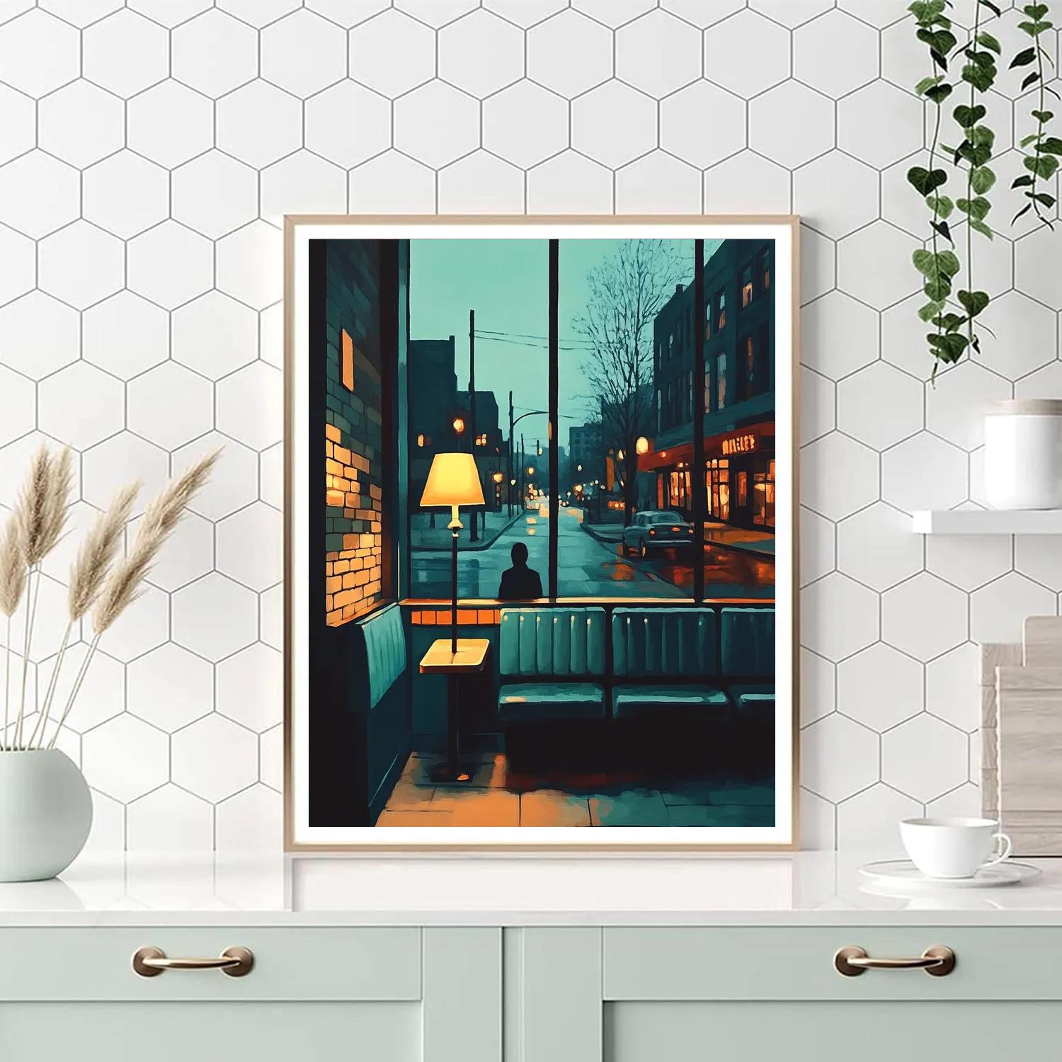Edward Hopper Inspired Midnight Cafe painting number kit