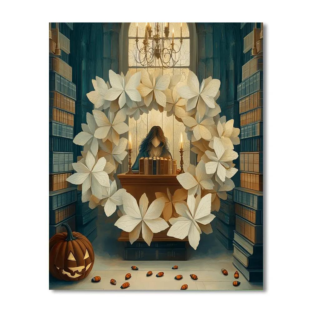 Paper Moth Coven Library paint by numbers