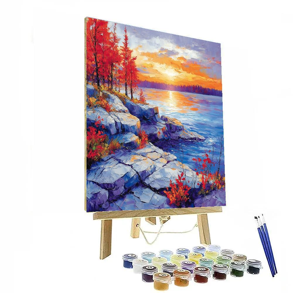 A.Y. Jackson Inspired Rocky Canadian Shield At Dawn Number painting