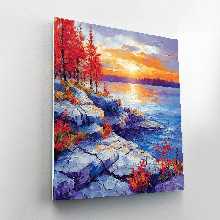 A.Y. Jackson Inspired Rocky Canadian Shield At Dawn Number painting