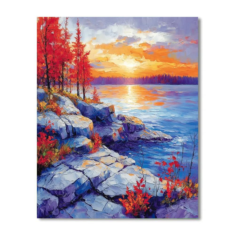 A.Y. Jackson Inspired Rocky Canadian Shield At Dawn Number painting