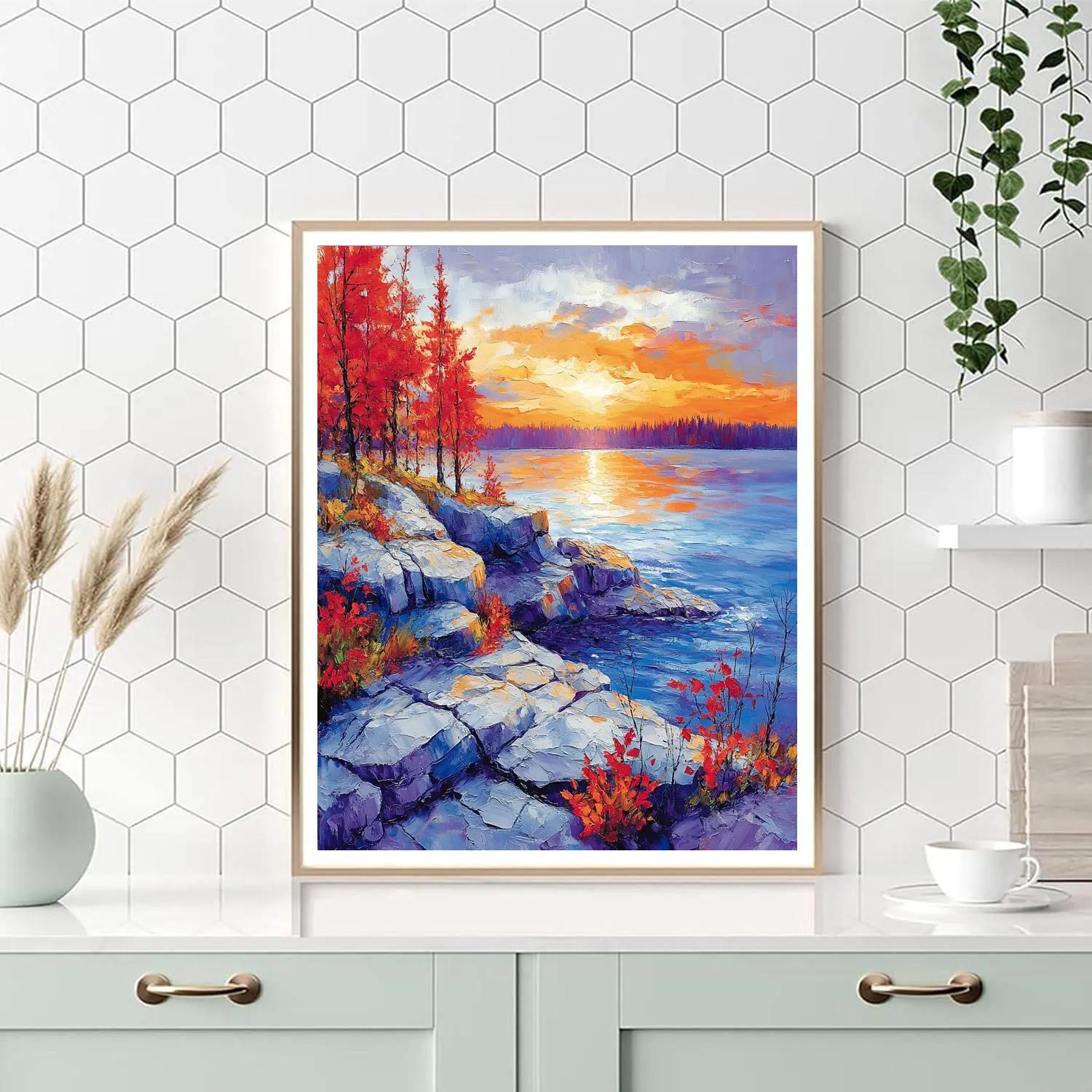 A.Y. Jackson Inspired Rocky Canadian Shield At Dawn Number painting