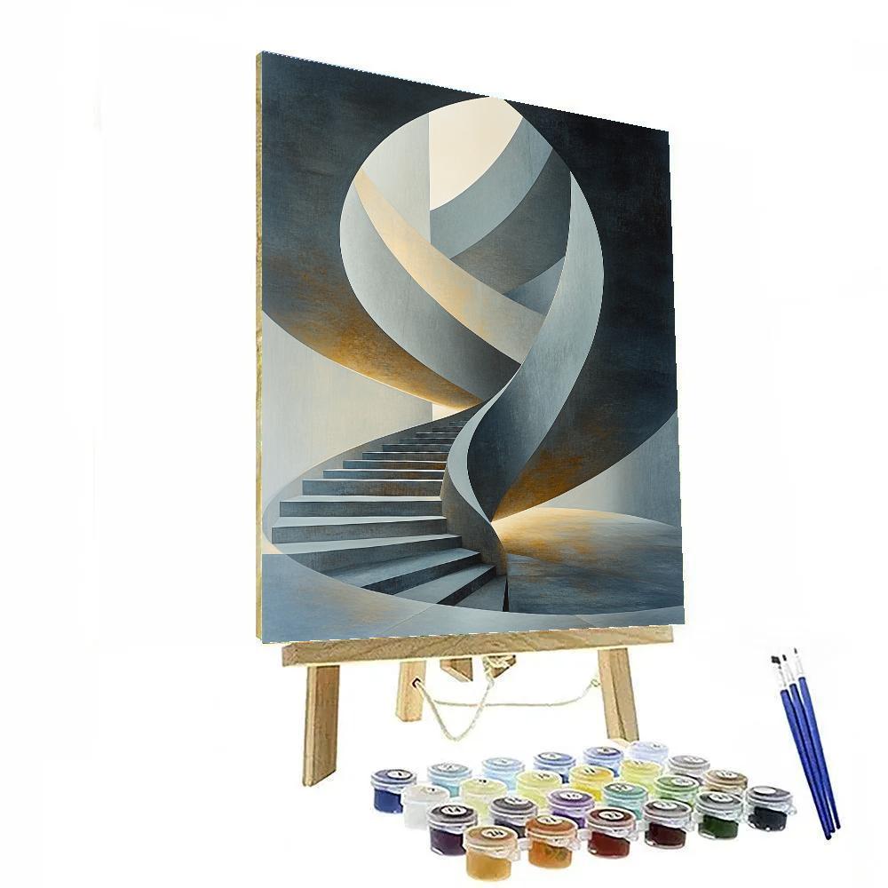 M.C. Escher Inspired Infinite Stairwell Nebula paint by number