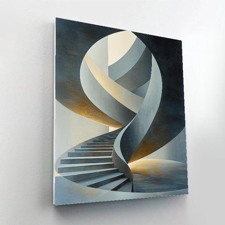 M.C. Escher Inspired Infinite Stairwell Nebula paint by number