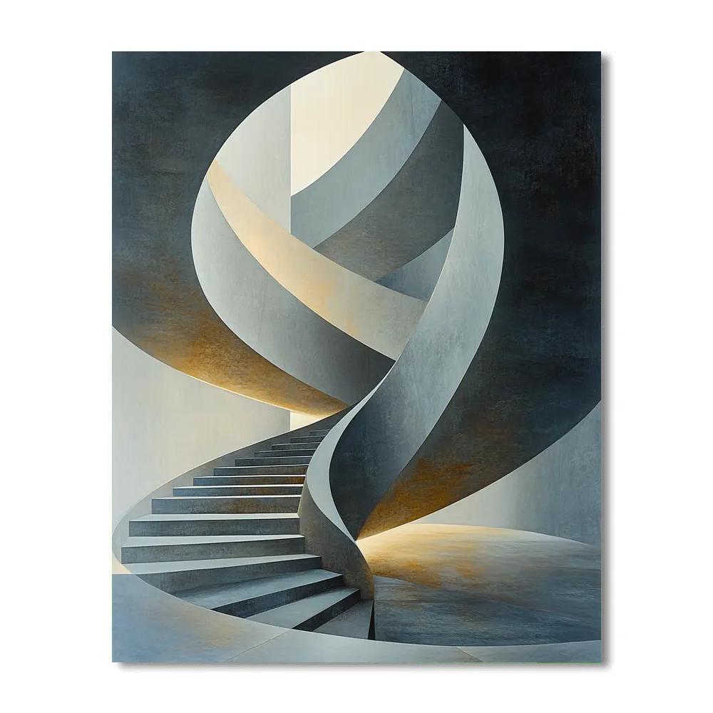 M.C. Escher Inspired Infinite Stairwell Nebula paint by number