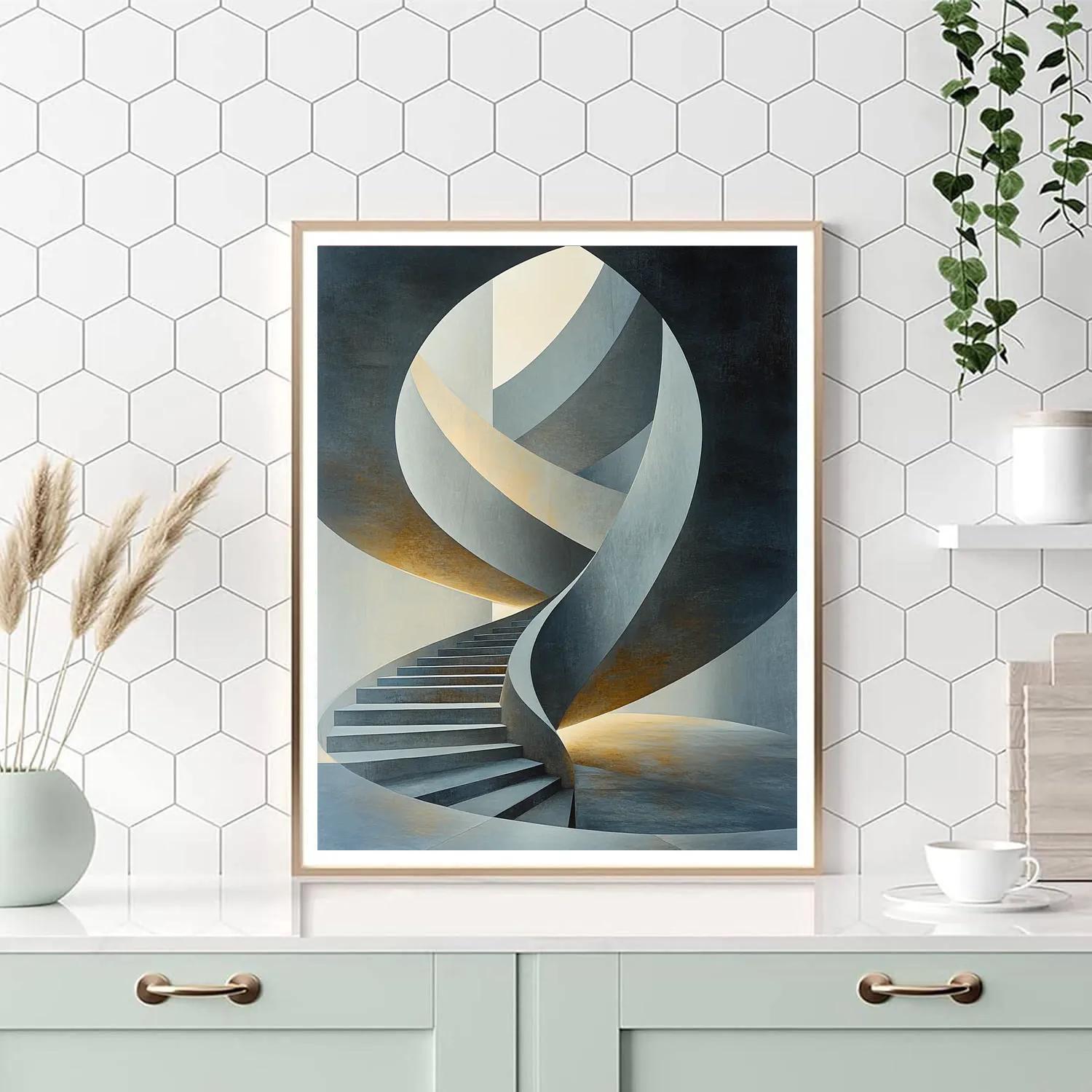 M.C. Escher Inspired Infinite Stairwell Nebula paint by number