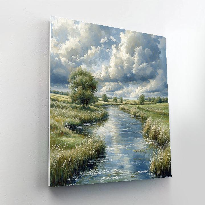 John Constable Inspired Riverscape paint by color