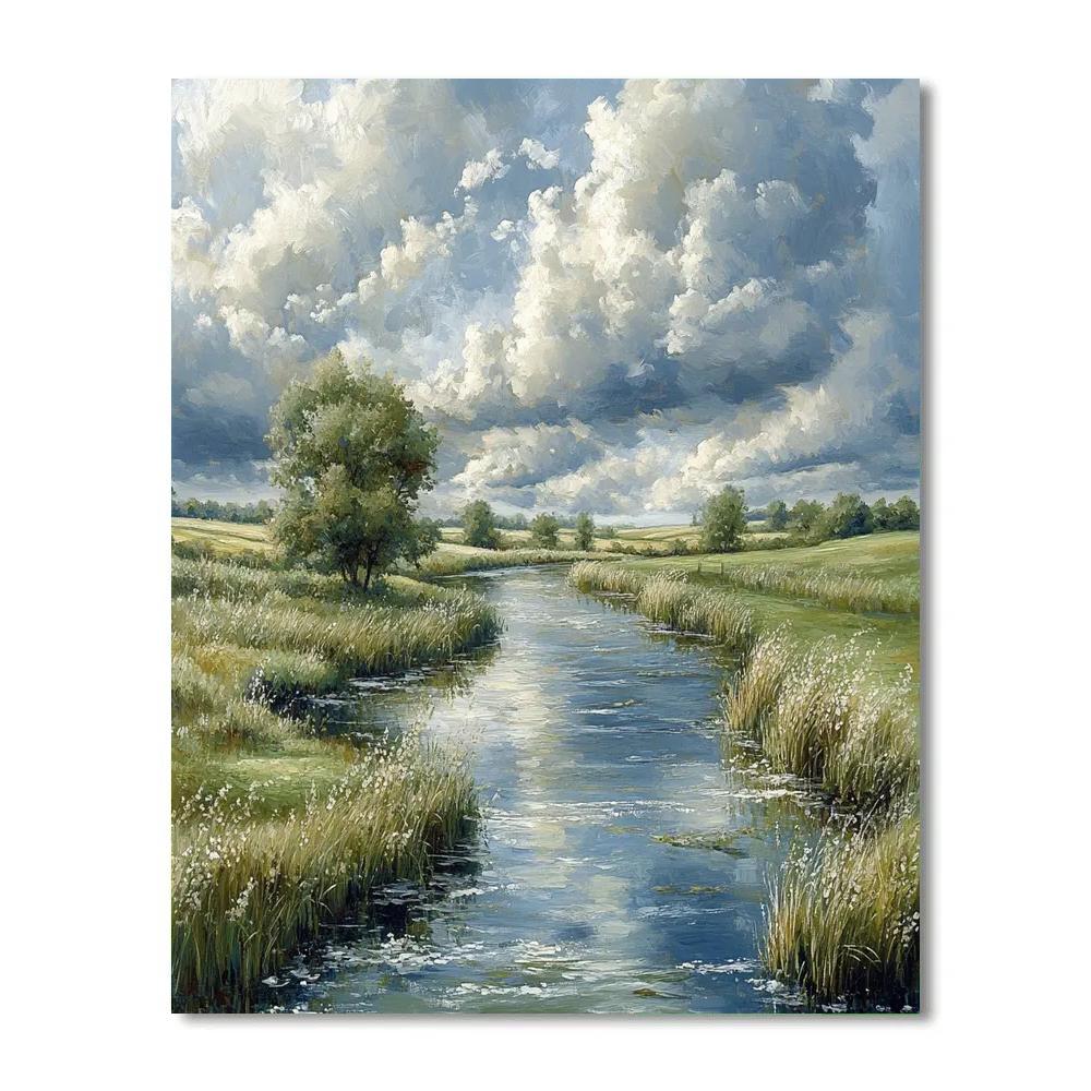 John Constable Inspired Riverscape paint by color