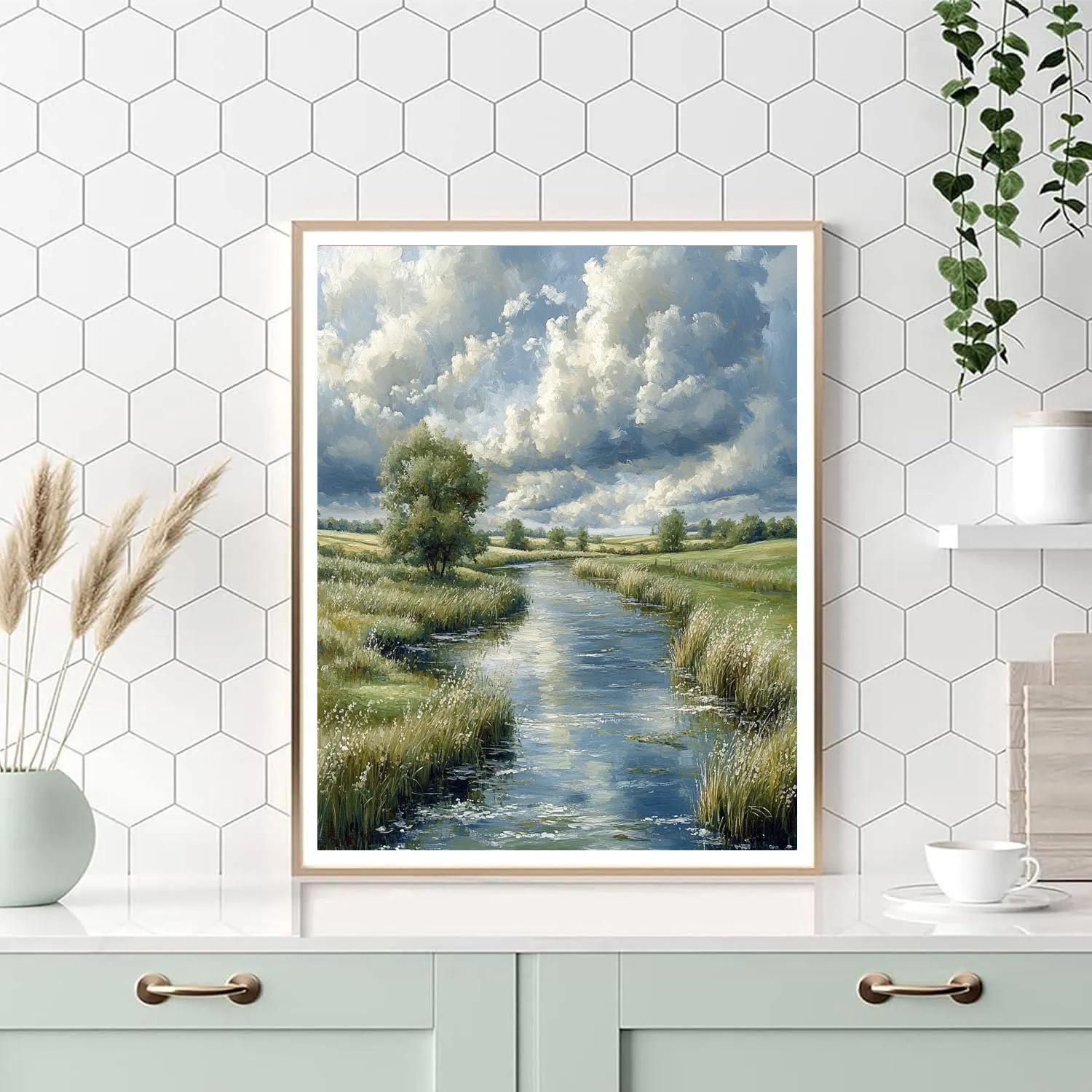 John Constable Inspired Riverscape paint by color