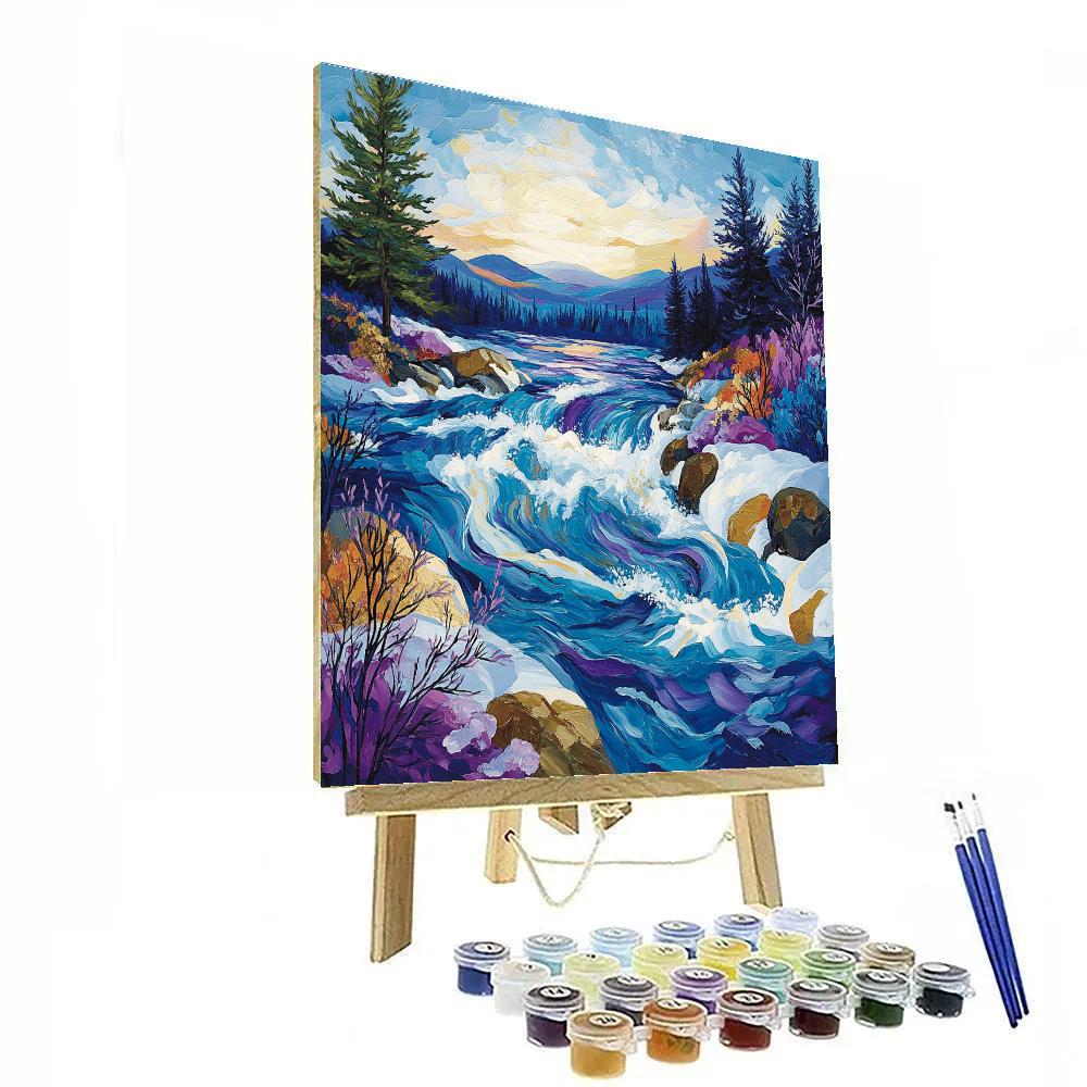 A.Y. Jackson Inspired Winter Light On Northern Rapids Numbered painting kits