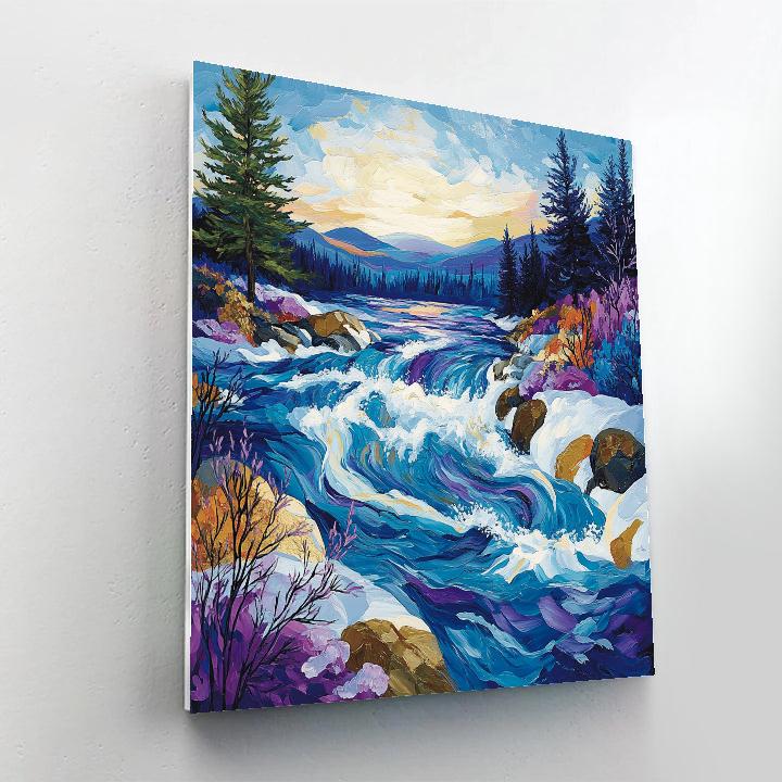 A.Y. Jackson Inspired Winter Light On Northern Rapids Numbered painting kits