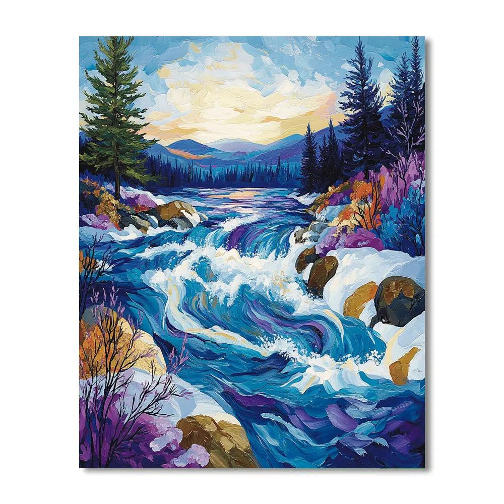 A.Y. Jackson Inspired Winter Light On Northern Rapids Numbered painting kits