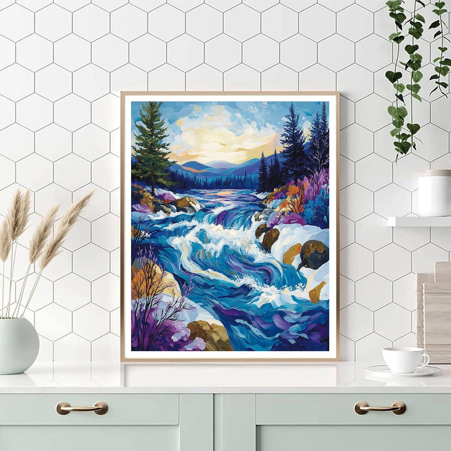A.Y. Jackson Inspired Winter Light On Northern Rapids Numbered painting kits