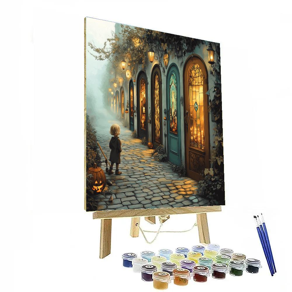 Laneway Of Mismatched Doors Paint by numbers art