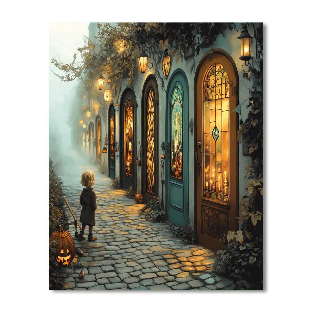 Laneway Of Mismatched Doors Paint by numbers art