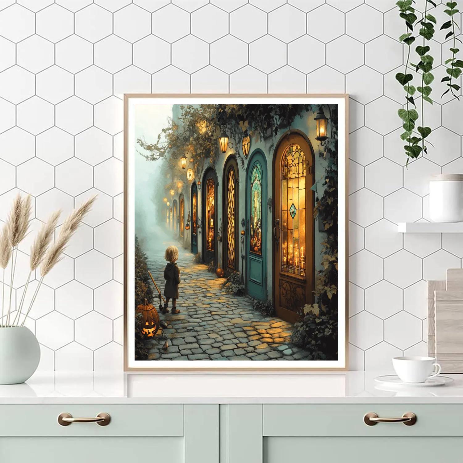 Laneway Of Mismatched Doors Paint by numbers art