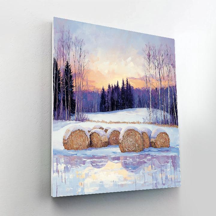 Claude Monet Inspired Haystacks At Twilight Snow paint by number