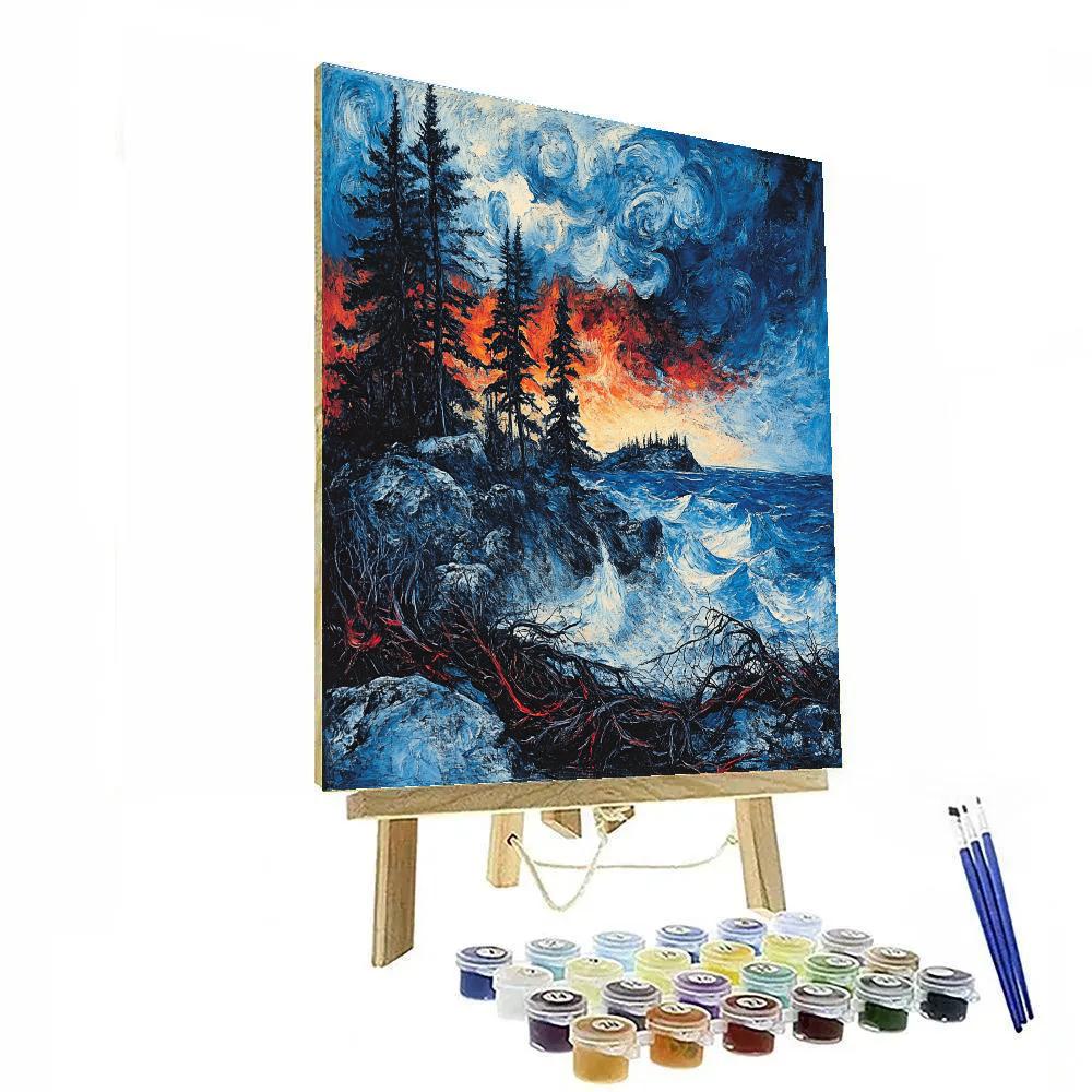 Arthur Lismer Inspired Whirling Storm Over Rocky Isles painting number kit