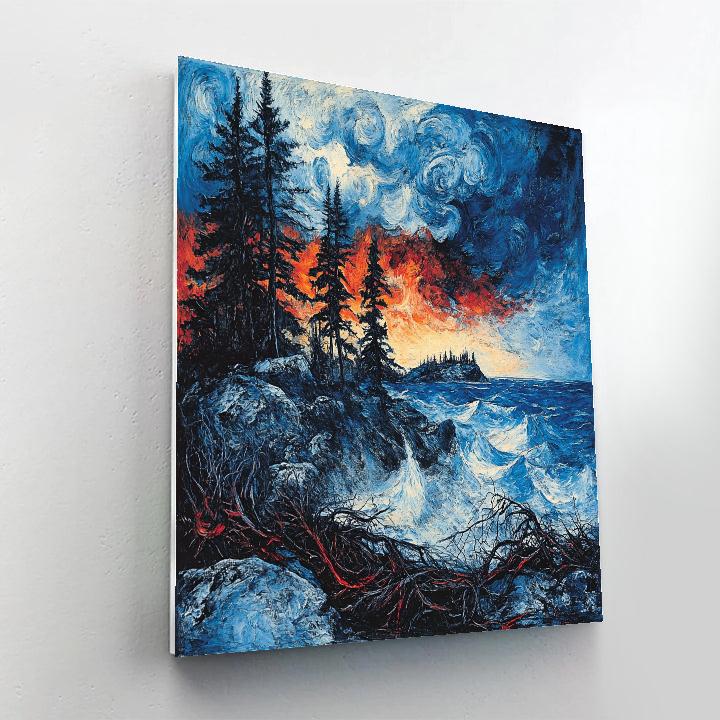 Arthur Lismer Inspired Whirling Storm Over Rocky Isles painting number kit