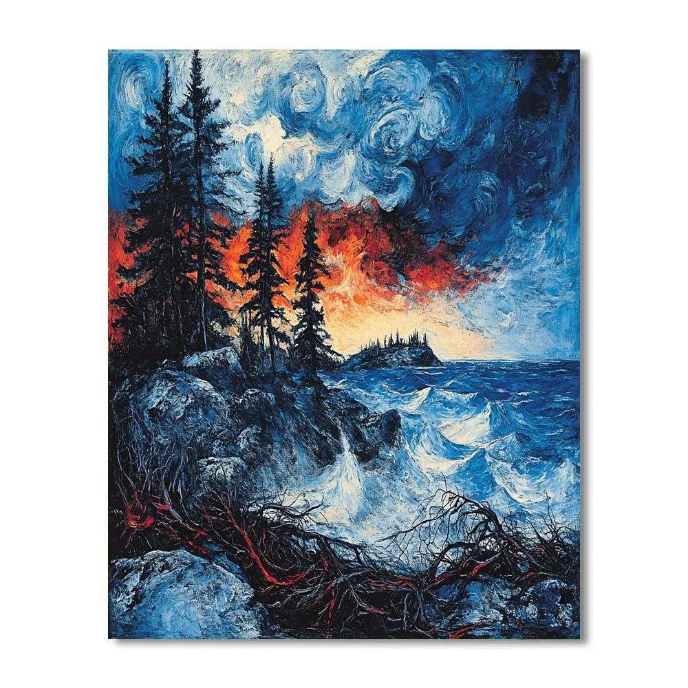 Arthur Lismer Inspired Whirling Storm Over Rocky Isles painting number kit