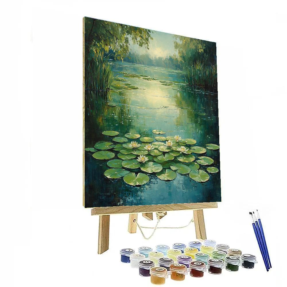 Claude Monet Inspired Morning Dew On Lilypads paint by number