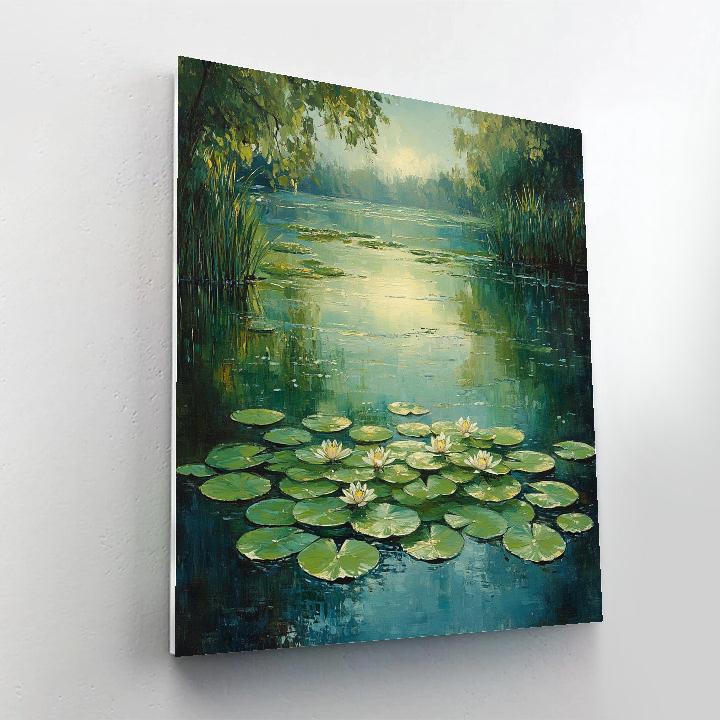 Claude Monet Inspired Morning Dew On Lilypads paint by number